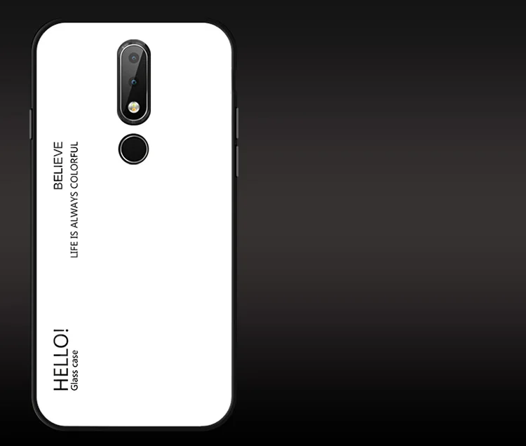 

50pcs/lot Gradient Tempered Glass+Silicone protective case cover for Nokia X6 7 plus 8 sirocco 7.1 X7 9 4.2 1 plus X71 shell