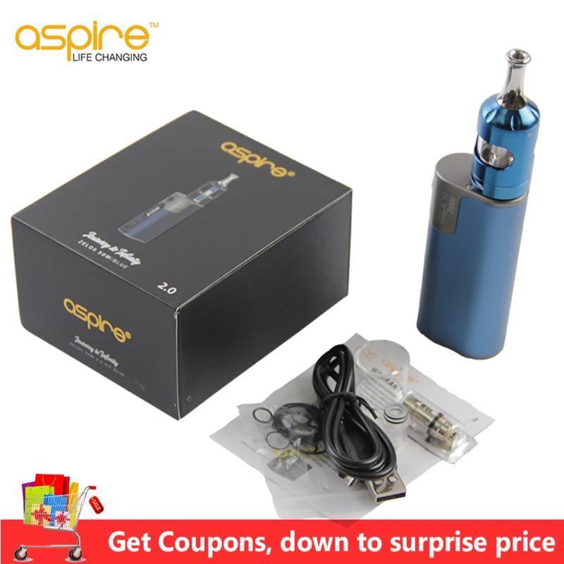 Электронные сигареты Kit Aspire зелос 50 W 2,0 комплект MTL с 2,6 мл Наутилус 2 S бак и катушка Nautilus bvc 2500 мАч для начинающих комплект