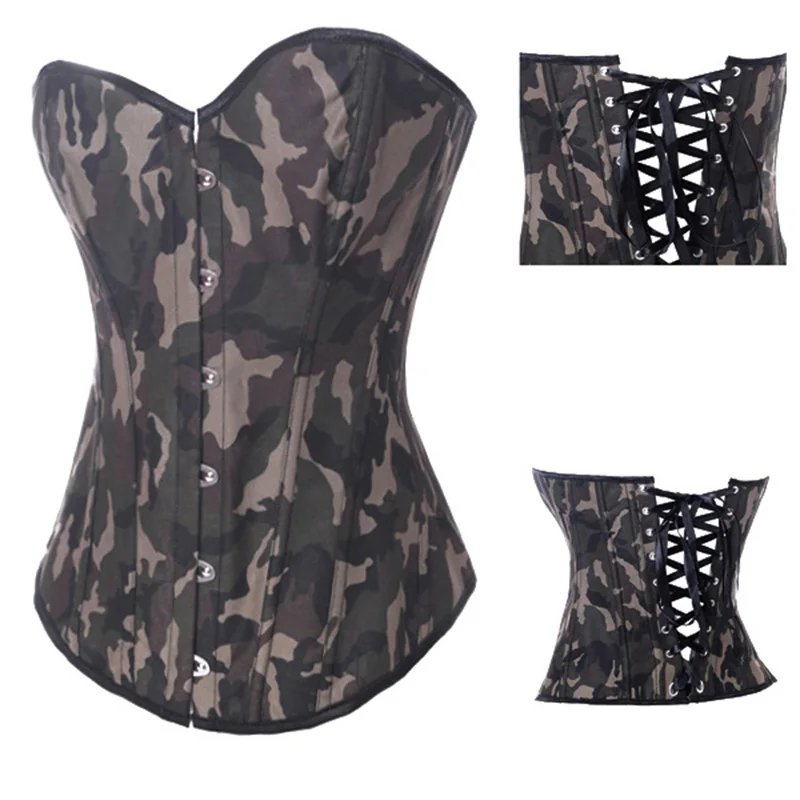 Женский корсет в стиле стимпанк камуфляжный зеленый|lingerie bustier|women sexy corsetsexy corset |