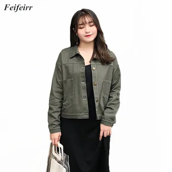 

Spring Autumn New fashion 2019 Women loose short section imitation denim casual Long Sleeve coat large size 4XL women jakect