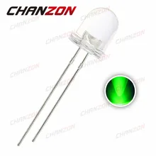 50 шт. 8 мм зеленый светодиодный прозрачный Круглый диод 20 мА 3 в 515-525nm ультра яркий 20000mcd круглый 8 мм светодиодный светильник