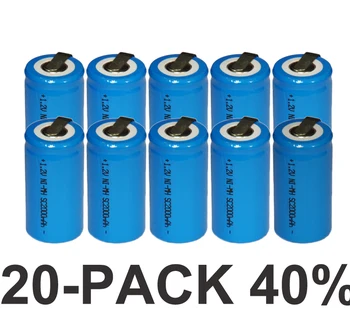 

20PCS Sub C SC 1.2V rechargeable battery 2000mah ni-mh nimh cell with welding legs pins tab for vacuum cleaner electric drill