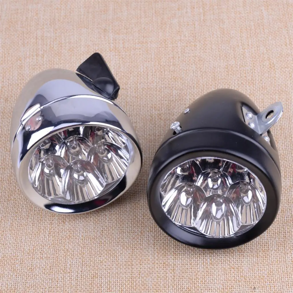 

CITALL 7 LED Motorcycle Bicycle Front Head Fog Lamp Light Retro Bike Scooter Headlight Waterproof Metal Battery