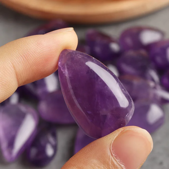 1PC Purple Natural Stone Cabochons Flat Round Purple Crystal Quartz