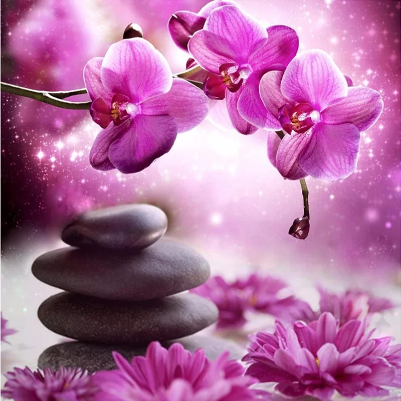 

Full Square/Round Drill 5D DIY Diamond Painting "Flower & Stone" 3D Embroidery Cross Stitch 5D Rhinestone Home Decor Gift