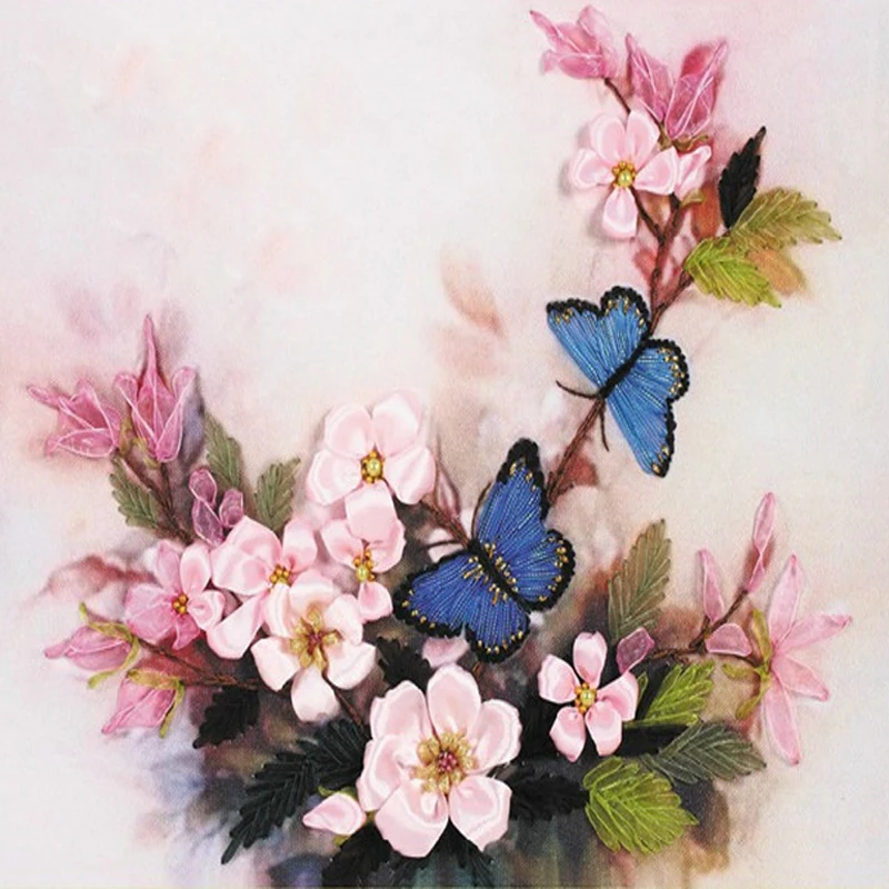 Aliexpresscom  buy 55x55cm blue butterfly diy ribbon embroidery 3d Aliexpresscom  buy 55x55cm blue butterfly diy ribbon embroidery 3d