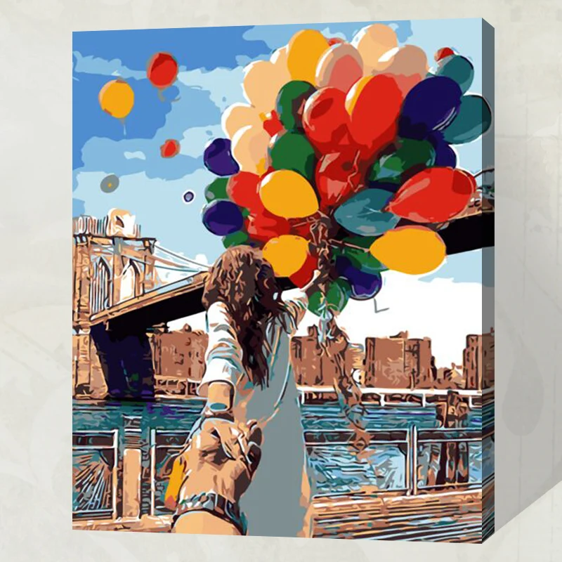 Frameless let go ballon Diy Digital Painting By Number Acrylic Paint Abstract Modern Wall Art Canvas For Home Decor | Дом и сад