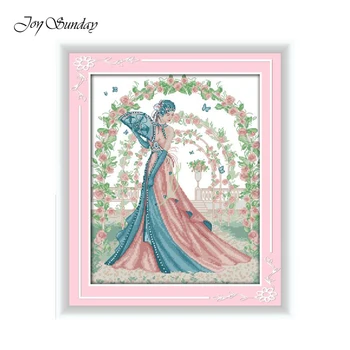

New Arrivsl Joy Sunday Printed Cross Stitch Kits DMC 11CT 14CT Bride Patterns Embroidery Kit Water Soluble Canvas Needlework Set