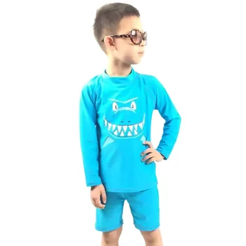 

2017 Newest 2Pcs New Boys Rash Guards UV SPF 50+ Sun Protection Swimwear Kid Shark Swimsuit for 5-16Y Retail