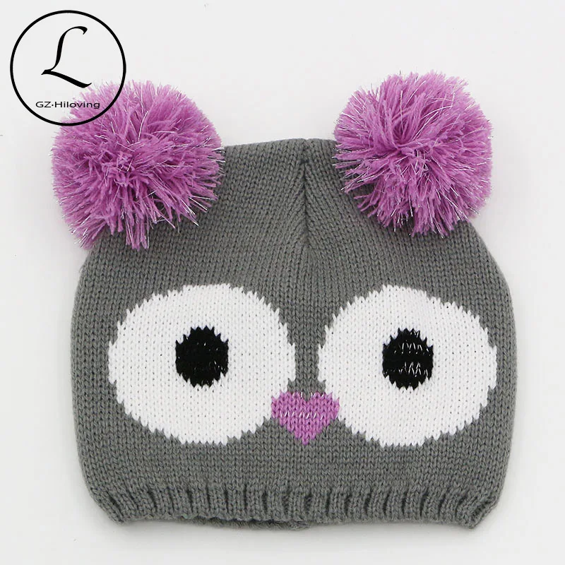 GZHILOVINGL 2016 Animal Winter Cute Ears Owl Beanie Hats Pom Pom