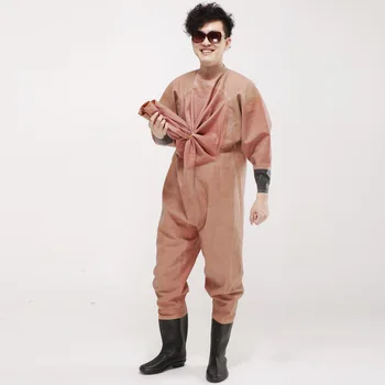 Rubber Fishing Waders clothes with boots Breathable Waterproof Diving Suit Surf fly fishing overalls Rubber Wading Pants HW069