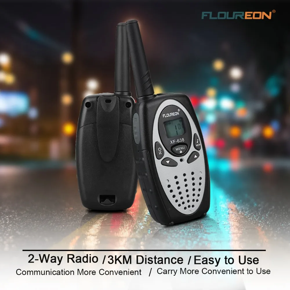 FLOUREON 8-канальный сетевой видеорегистратор иди и болтай Walkie Talkie S UHF400-470MHz двусторонней радиосвязи 3 км переговорные Silver EU/UK