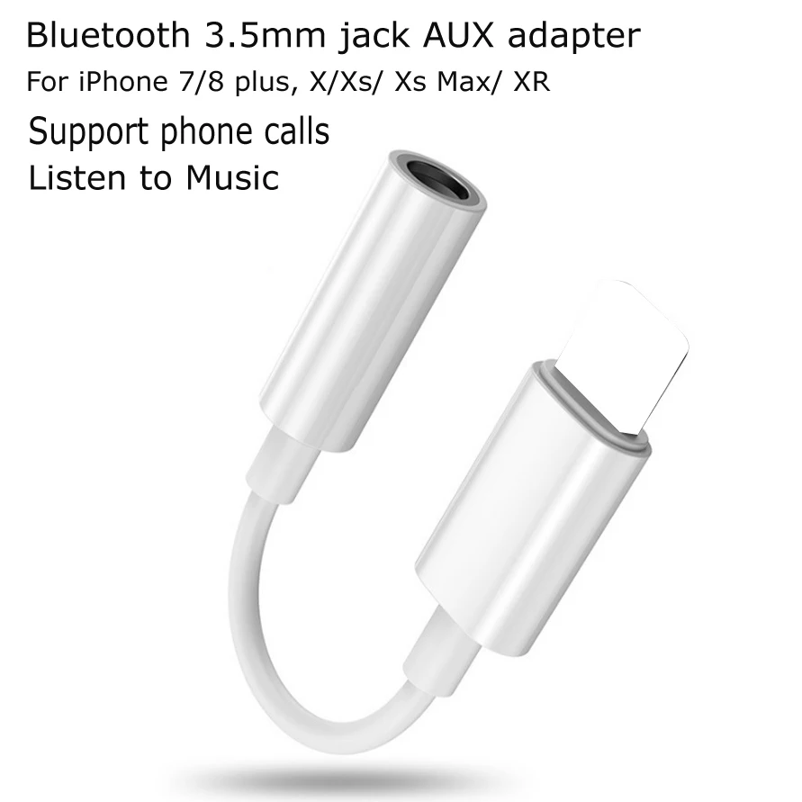 

Bluetooth For Lightning to 3.5mm Jack Headphone Audio Cable Converter For iPhone 7/8 Plus XS Max XR Aux Music phone call Adapter