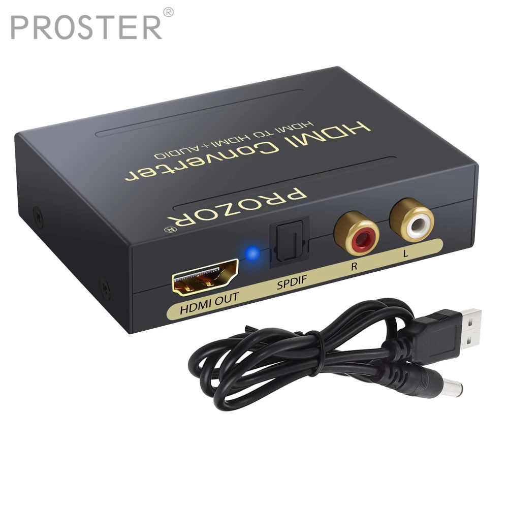 

Proster Audio Video Converter Adapter HDMI to HDMI with Output HDMI TO Optical RCA Support PASS/5.1CH/2CH