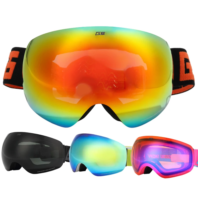 Gsou snow adult skiing goggles antimist big spherical ski eyewear