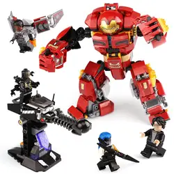 Лепин Super hero es Бесконечная война Железный человек 07102 Халк Бастер строительные блоки игрушки для детей Super hero Ironman 76104
