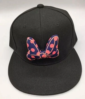 

1 Pcs 2015 Hot Sell South Korea Lovely Modelling Bow Snapback Baseball Cap Summer Hats For Women Hip Hop Cap Black And White
