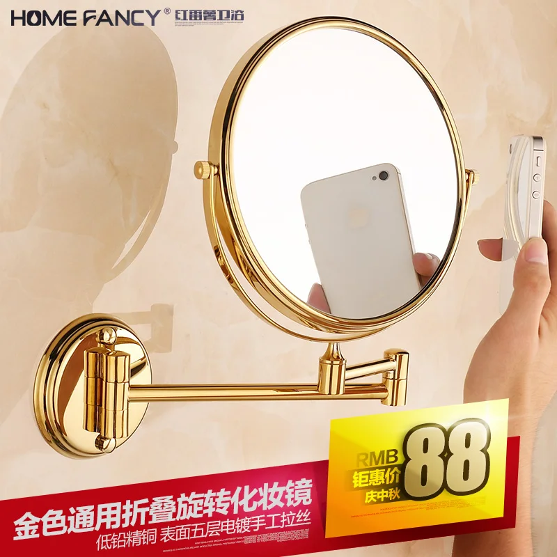 Blonde beauty mirror bathroom wall vanity telescopic folding toilet-sided full copper enlarge | Обустройство дома