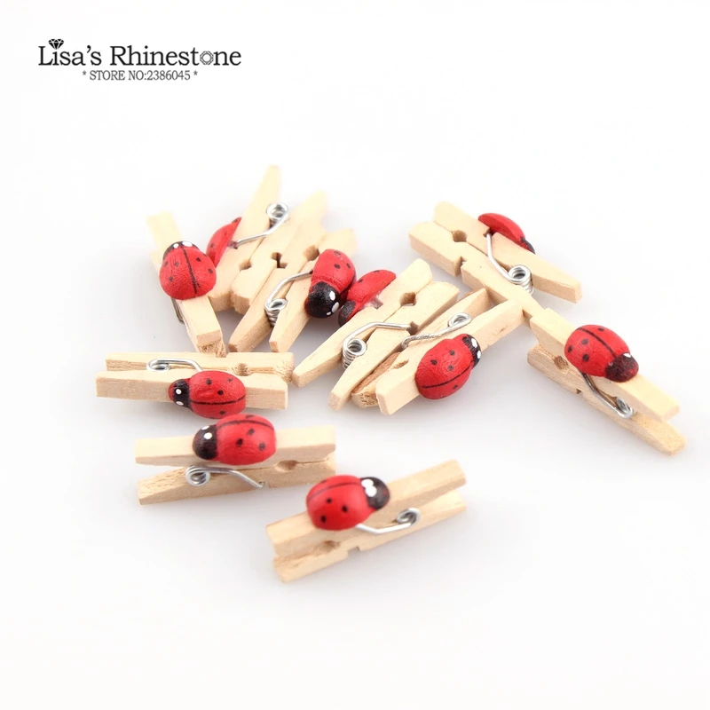 

Small Mini Size Ladybug Natural Wooden Pegs Birthday Baby Shower Craft Clips Clothespin Favour New Wedding Decoration