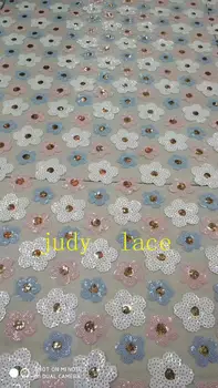 

5 sequin embroidery mixed color snowflake graphic fabric used in the wedding dress fashion stage Free shipping