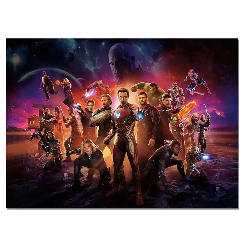 Avengers Movie Poster Superheroes Wall Poster Bedroom Decoration Silk Art Large Size Picture Hero