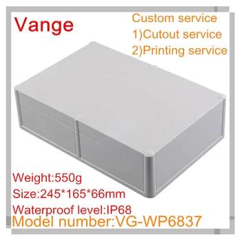 

2pcs/lot IP68 waterproof outlet box 245*165*66 ABS plastic instrument housing diy for wire connector under water