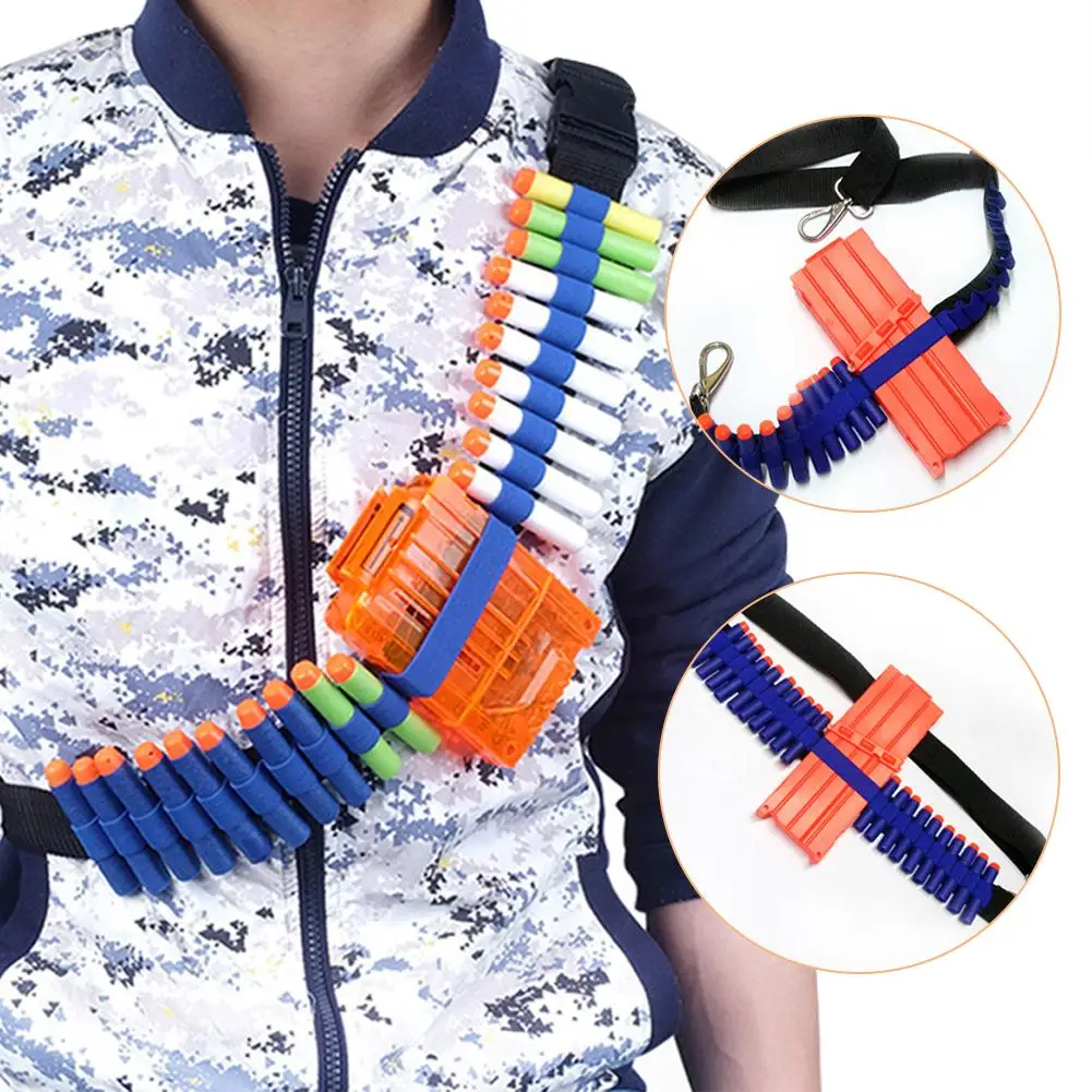 

For NERF Compatible Adjustable Tactical Magazine Clip Straps Can Store 20 Rounds Of Soft Bullets And One Bullet Clip Toy Accesso