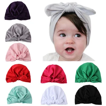 

Hot Simple Fashion Children Soft Hat Tie Rabbit Ears Solid Color Autumn Winter Baby Cap Suitable For 1-6 Years Kids MSK66