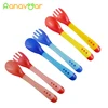 En oferta Cuchara térmica con detección de calor para Bebé y Niño, Juego de 2 unidades, vajilla de cabeza de silicona desteñida aJaXbLAg