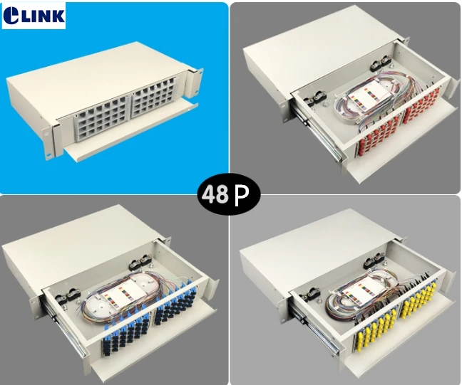 

fiber optic Thickened termination box 2U 48/96 core DHL free SC ST FC LC installed fully Blank metal patch panel 19"inch Rack