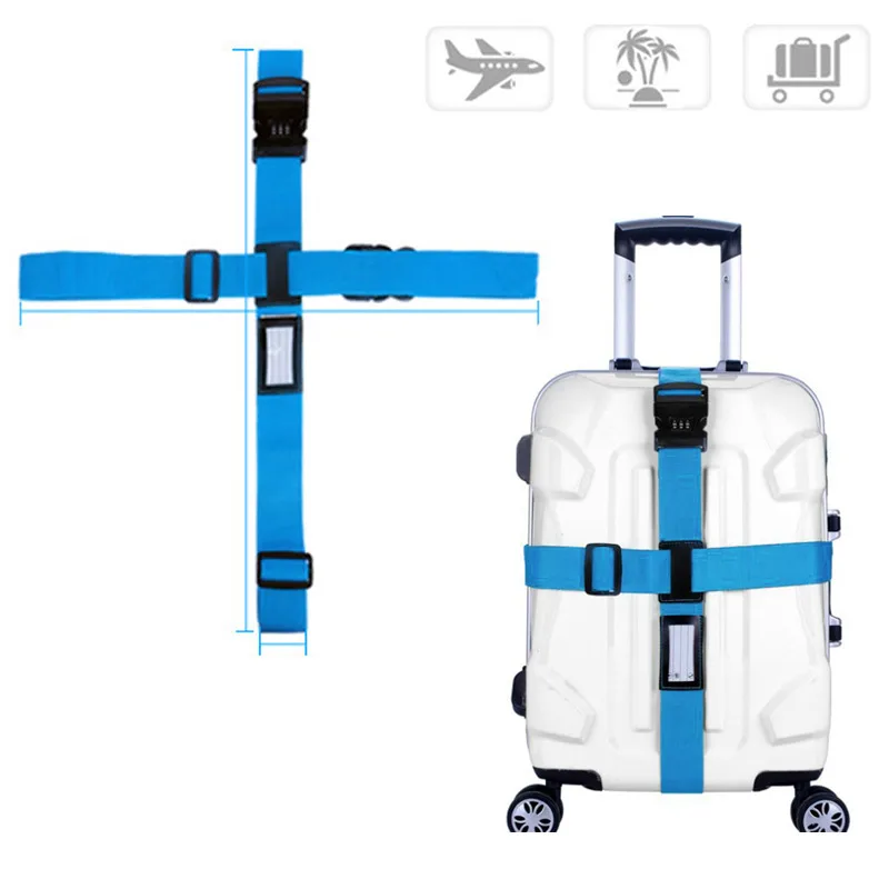 Luggage Strap Cross Belt Packing Adjustable Travel Suitcase Nylon 3 Digits Password Lock Buckle Strap Baggage Belts LXX9