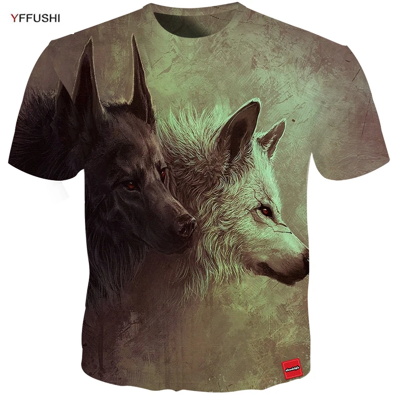 YFFUSHI 2018 Fashion Two headed wolf 3d Print Animal 3D t shirt Cool ...