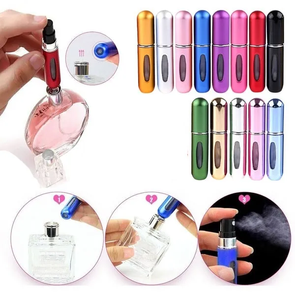 

ESPERANZA 5ml Refillable Mini Perfume Spray Bottle Aluminum Spray Atomizer Portable Travel Cosmetic Container Perfume Bottle