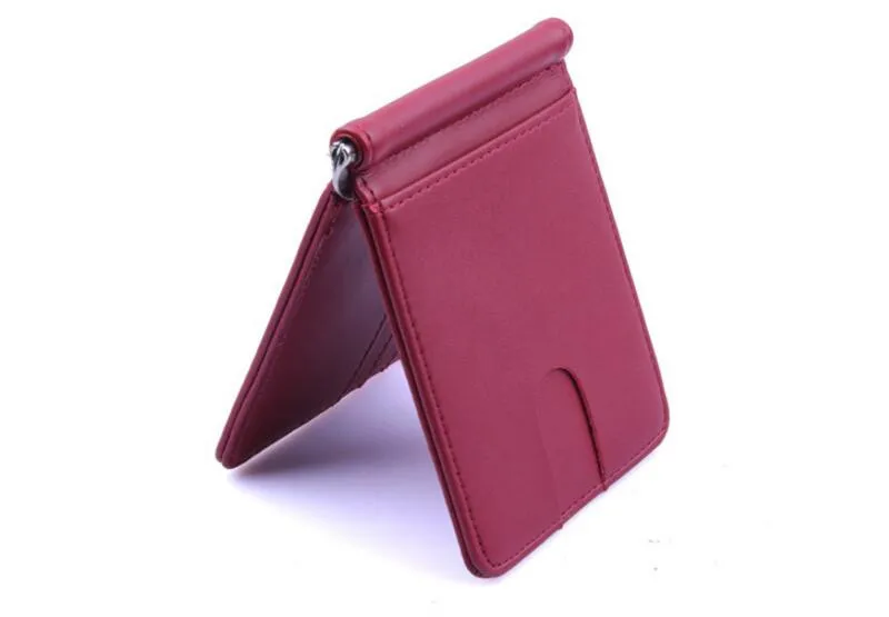 Top Quality Wallet Men Money Clip Mini Wallets Male Vintage Crazy Horse Genuine Leather Purse Leather Card Holers with Clamp