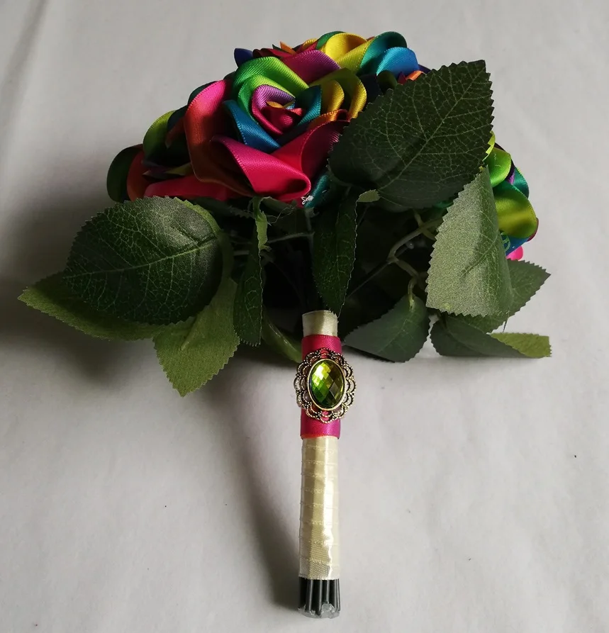 Новые шелковые ленточная Роза ручной работы цвета радуги Сатиновые розы/украшение на свадьбу цветы де мариаж ленточная брошь украшение дома