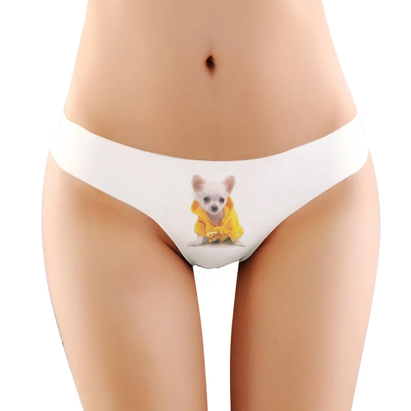 3d printing Cute dog chihuahua Underwear Women Panties Sexy Ice silk Lingerie Seamless font b Intimates