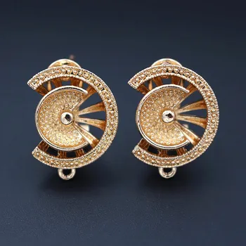 

Clip Earring Post with Loop Connectors Filigree Wedding Saudi Arabic Dubai African Women Earrings DIY Findings Jewelry Making