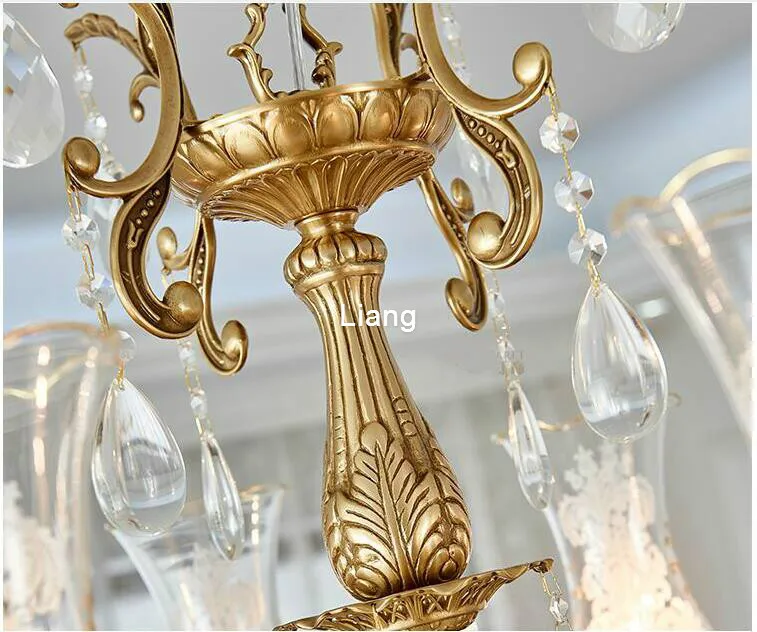 Европейская люстра золотистого цвета из цинкового сплава, роскошная хрустальная люстра для гостиной, столовой, украшения для дома