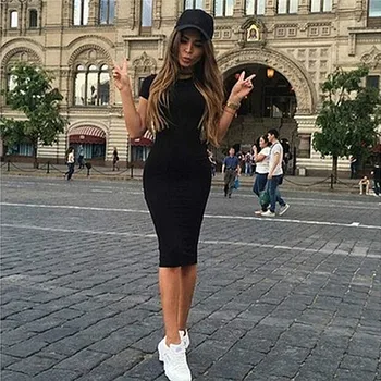 

Summer Dresses Women Knee-Length Skinny Office Dress Short Sleeve Bandage Bodycon Beach Dress Vestidos Robes