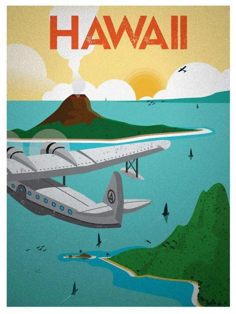 Vintage TEAL Seaplane Flights to Australia Poster A3//A4 Print