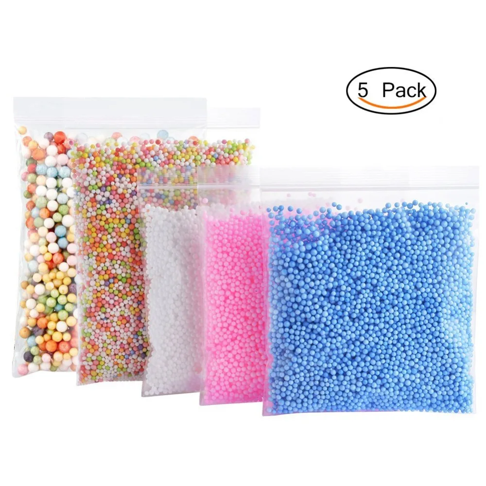 Foam Beads for Slime 5 Pack Colorful Foam Beads for Kids DIY Arts