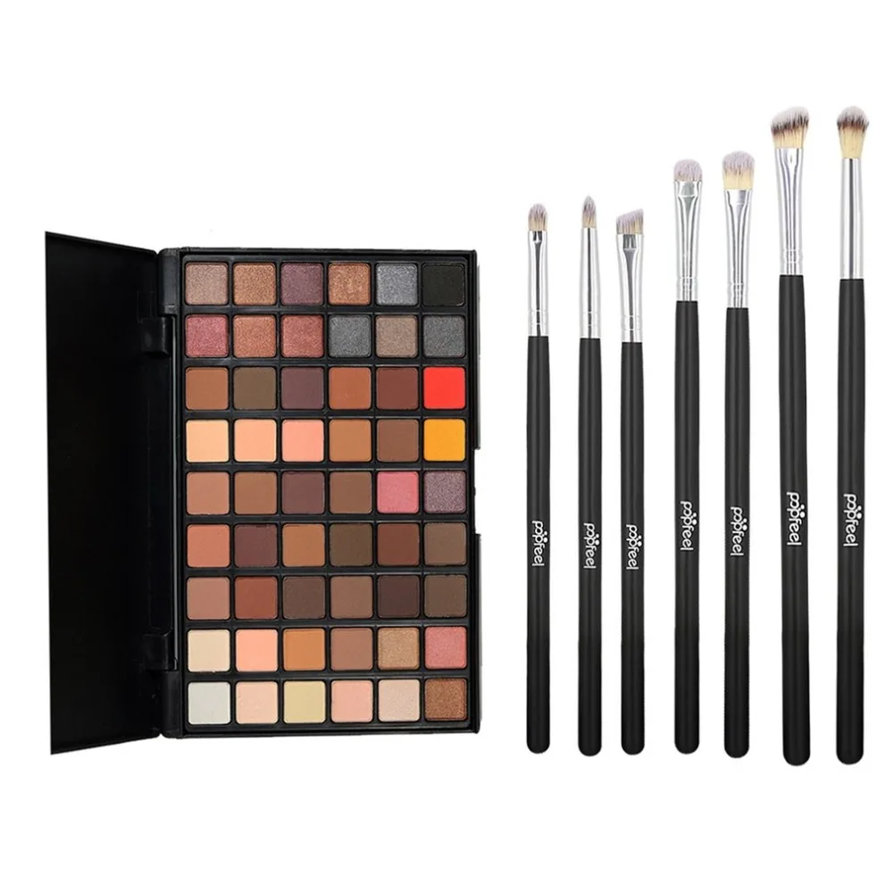 54 Colors/SET Women Makeup Eyeshadow Pallete Mixed Color Waterproof Eye Shadow+ 7PCS Soft Hair Brushes Set