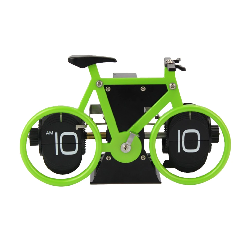 Modern Page Turning Bicycle Desk Clock Decoration Office Shelf Clock Home Decorative Artwork Tabletop Decor For Kids Children 