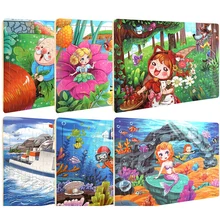 Классическая 60 шт. деревянная мозаика, анимированная игрушка-головоломка с персонажами мультфильмов, ранее детство обучающий ребенок игрушки для детей от 2 до 6 лет