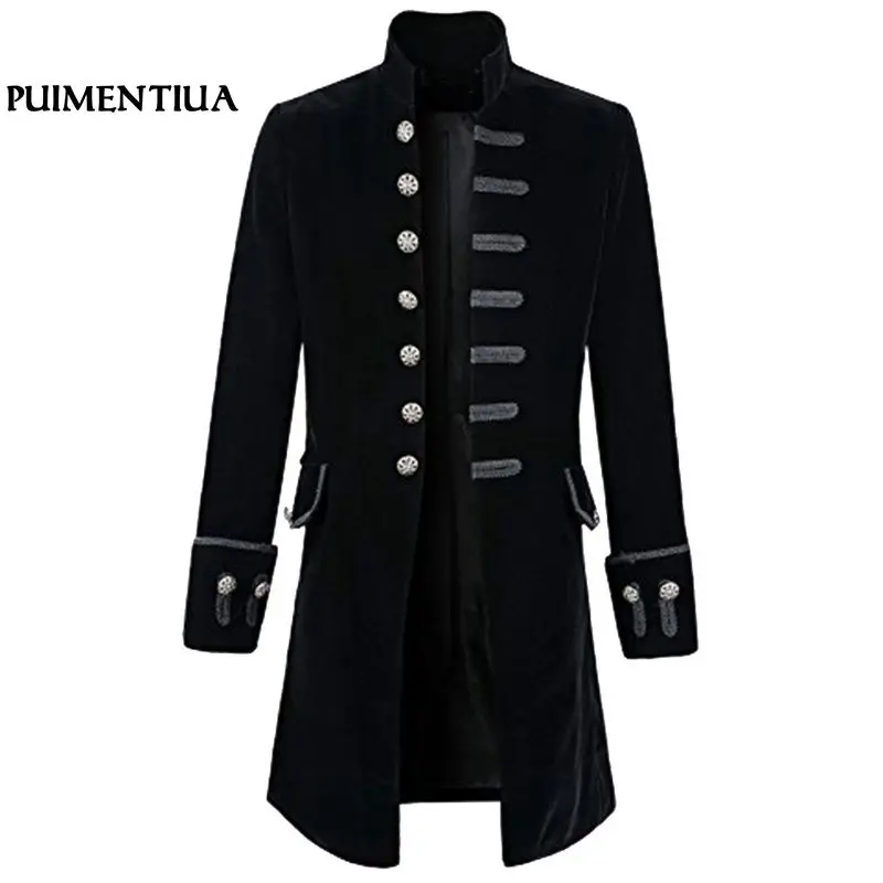 

Male Tuxedo Suit Wedding Suit Fashion Slim Vintage Dress Blazers Solid Long Gothic Jackets Party Plus Size Puimentiua 3XL