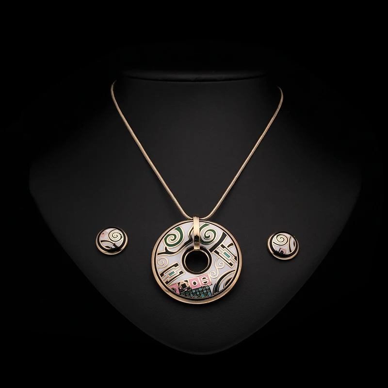 R& X подарок Sieraden наборы юбилей обручальное ожерелье набор женщин ожерелье/серьги Нержавеющая сталь эмаль ювелирные изделия тренд S22101