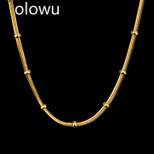 Olowu, на заказ, DIY, 2 мм, цепочка, ожерелье, ювелирные аксессуары, нержавеющая сталь, серебро, золото, ожерелье s, для женщин, мужчин, модные, вечерние, подарок