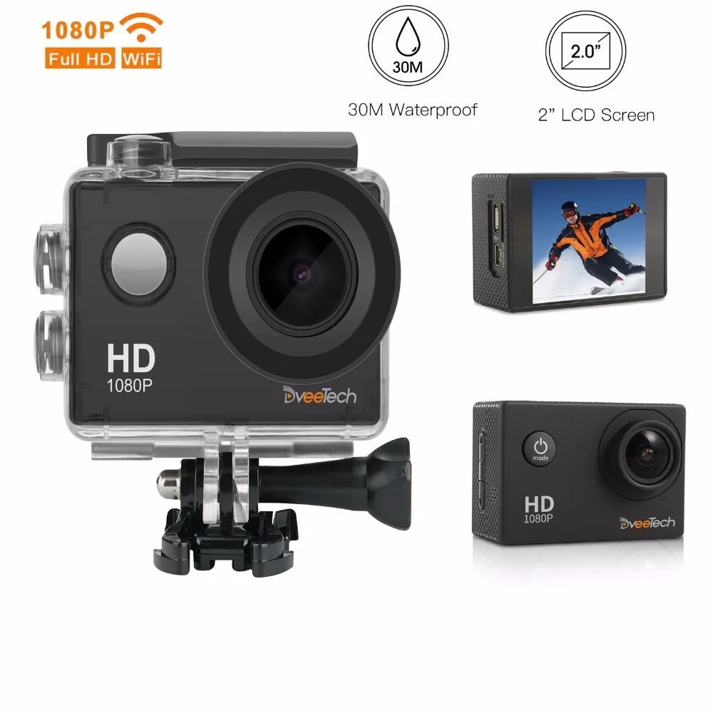 

Action Camera HD 1080P Sports Camera with Wifi 30M Underwater Camera 12Mp Motorcycle Helmet Bike Action Cam for Sports