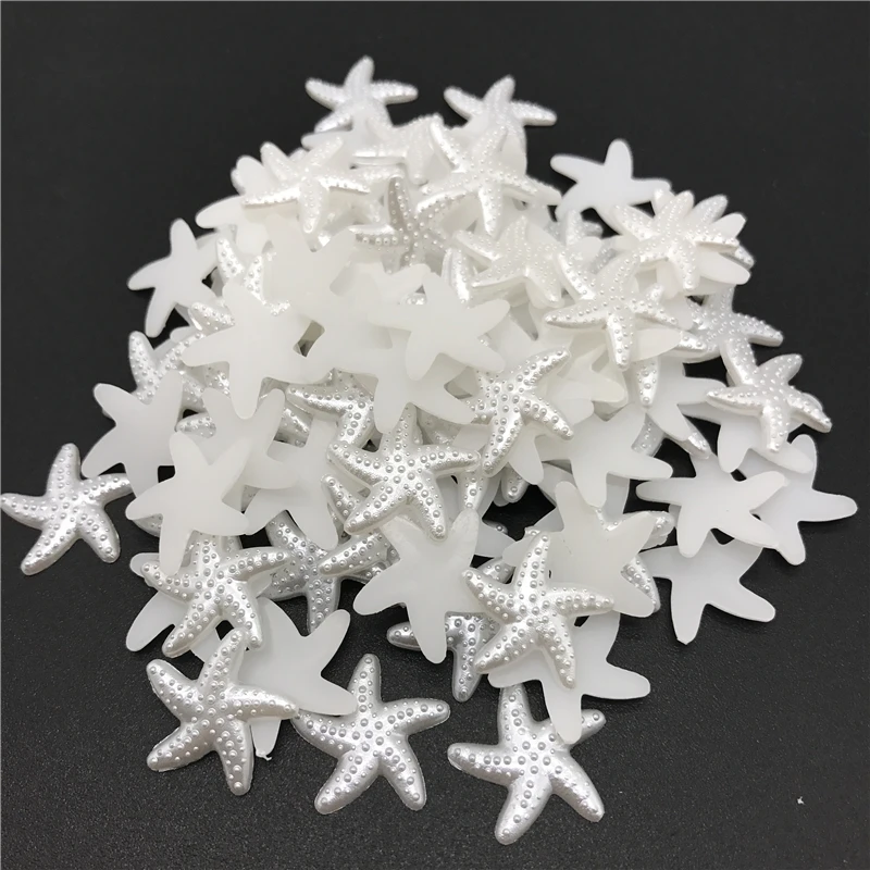 100pcs 20mm White Ivory Starfish Shape Beads Craft Imitation Pearls Flatback For Art Scrapbooking DIY Decoration