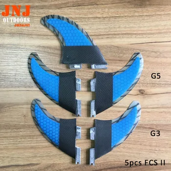 

5pcs quality FCS II fins G5+G3 made of carbon and honeycomb for surfing 002 size 3PCS- M+2PCS-S